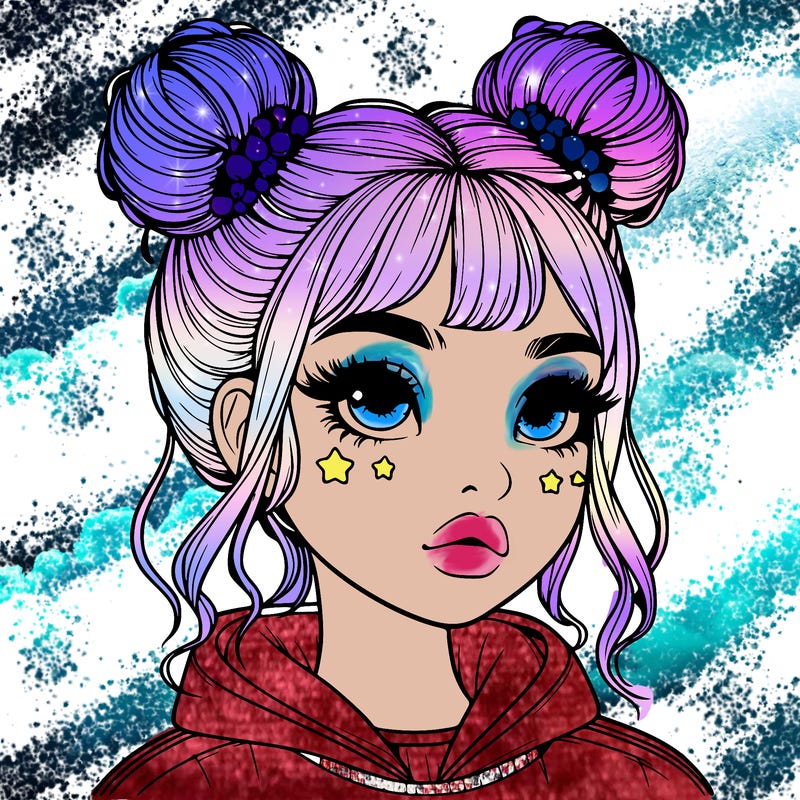 realistic girl with space buns