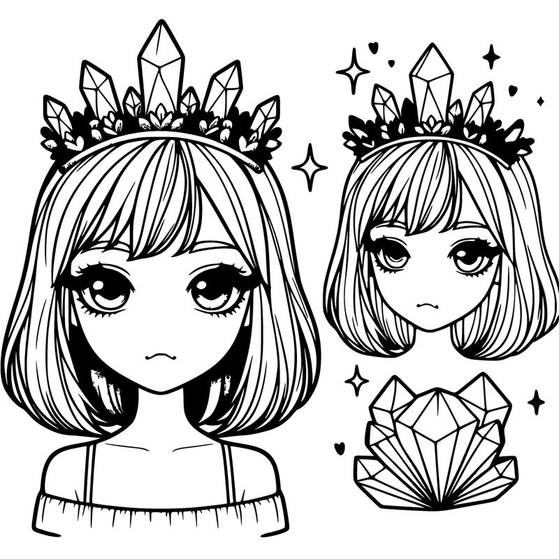 realistic girl with crystal crown