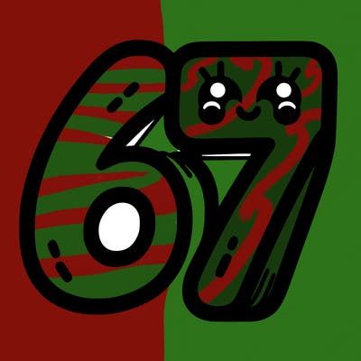the numbers 67