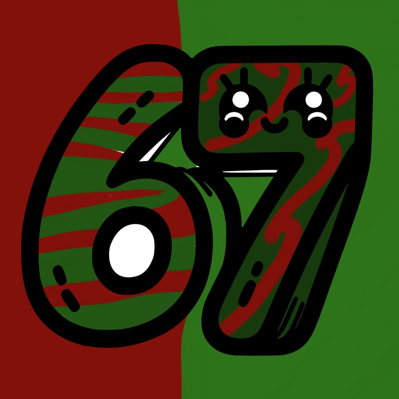 the numbers 67