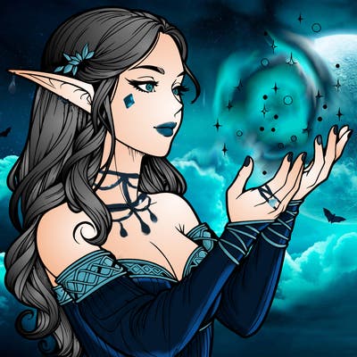 realistic elf girl doing magic