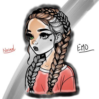 realistic girl with braids