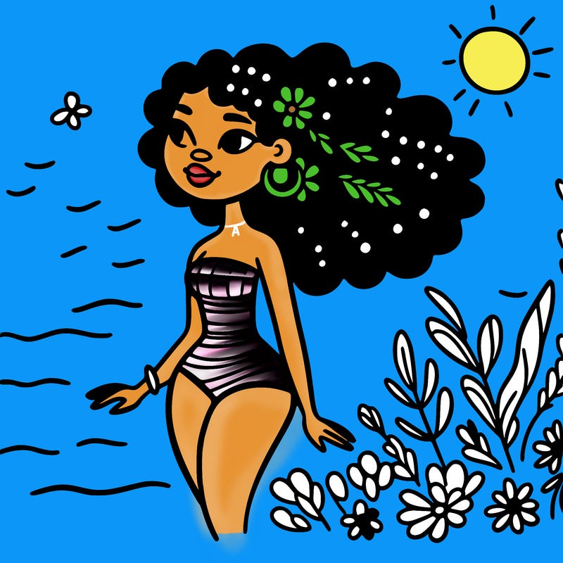 african woman in a swimsuit