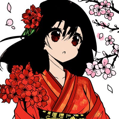 anime girl with cherry blossoms