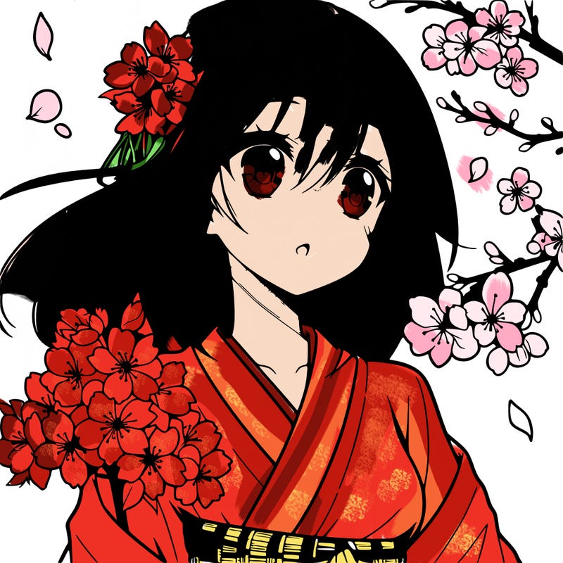 anime girl with cherry blossoms