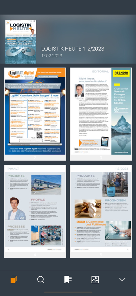 LOGISTIK HEUTE - Digital reader view of LOGISTIK HEUTE magazine showing articles on logistics projects and trends