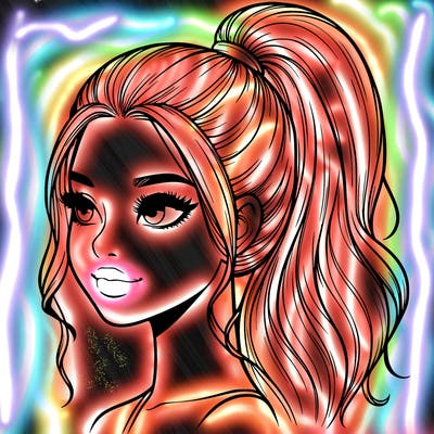 realistic girl with a high ponytail