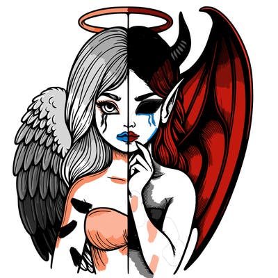 realistic angel half demon