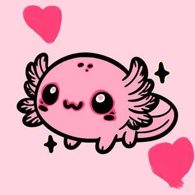 cute easy baby axolotl