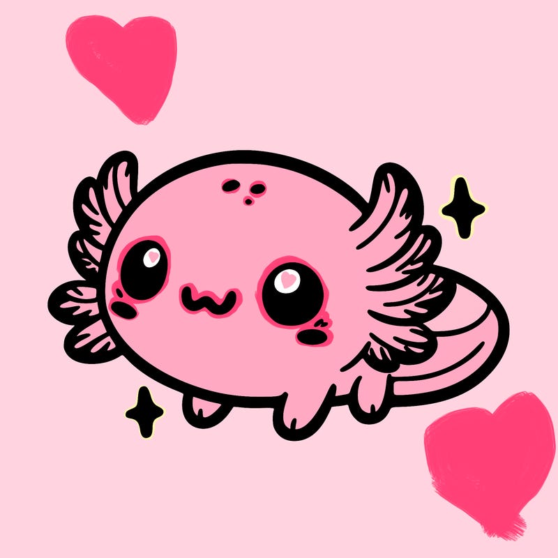 cute easy baby axolotl