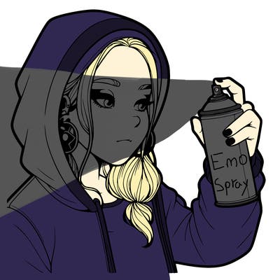 a realistic girl, spray painting