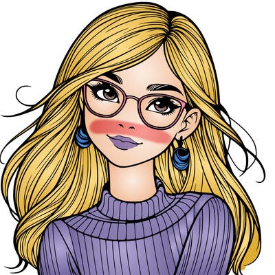 realistic girl with glasses