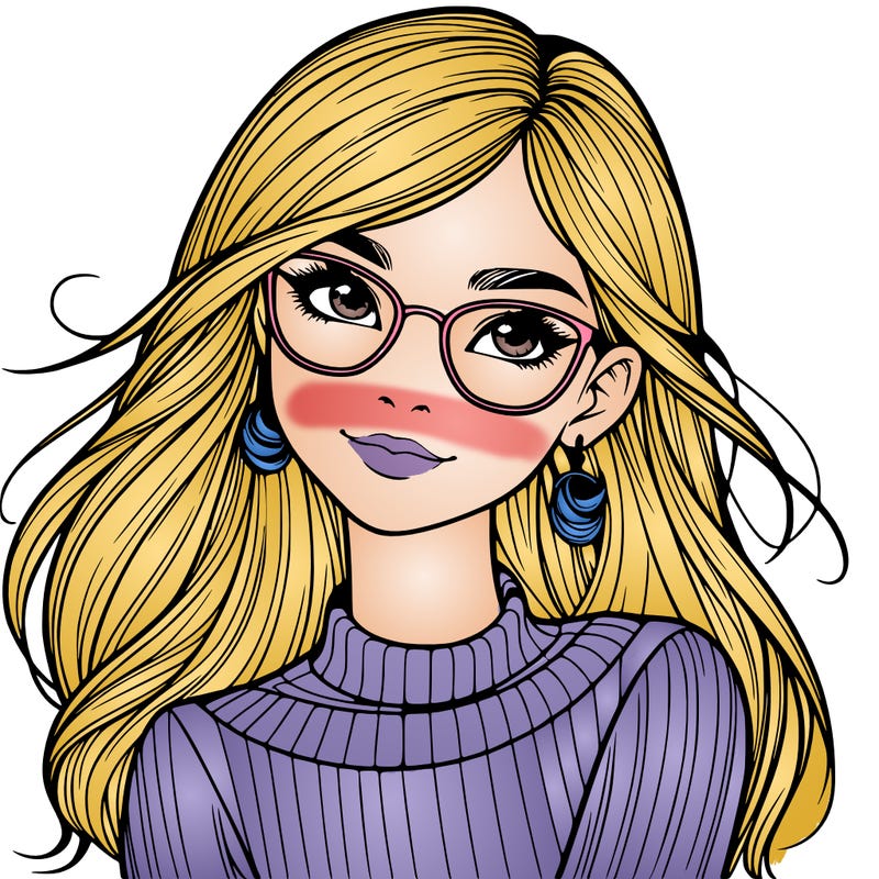 realistic girl with glasses
