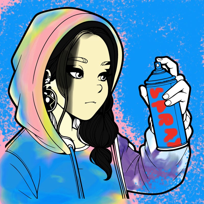 a realistic girl, spray painting