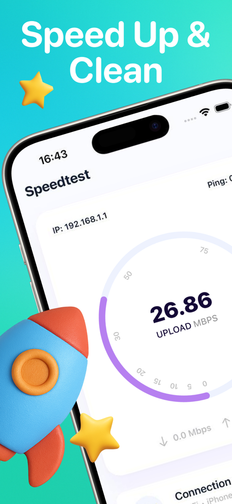 SnapCleaner – Photo & Storage - Pantalla de prueba de velocidad de la aplicación móvil SnapCleaner mostrando la velocidad de carga