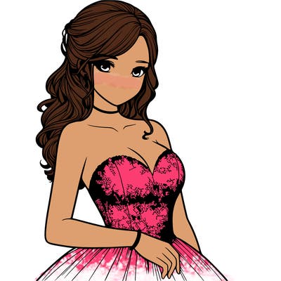 realistic girl in prom dress