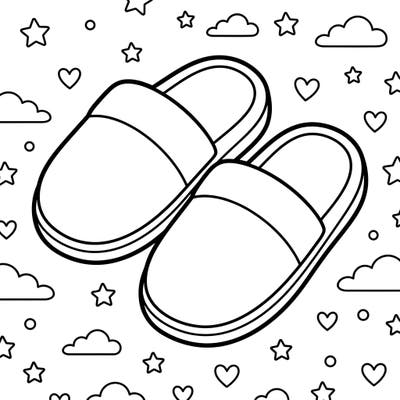 Invite comfort and creativity with our adorable slippers coloring page, specially designed for kids. Little artists can enjoy adding vibrant colors to these cozy indoor shoes, making them perfect for imaginary adventures at home.