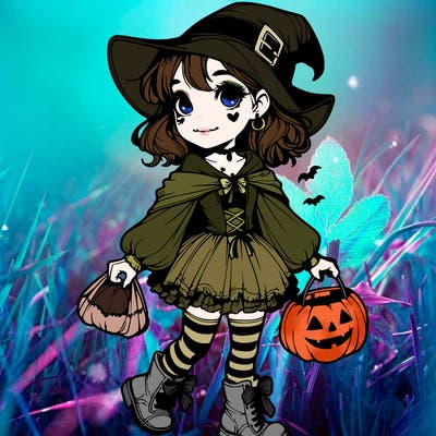 realistic girl with a halloween costume
