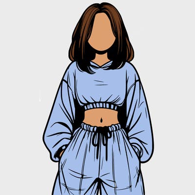 realistic girl faceless with baggy pants and a crop top
