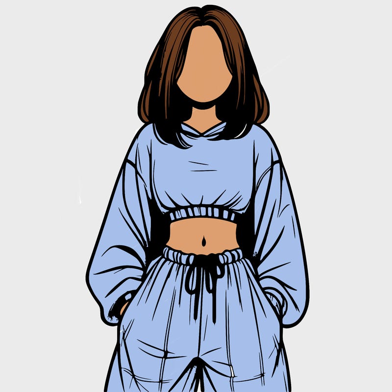 realistic girl faceless with baggy pants and a crop top