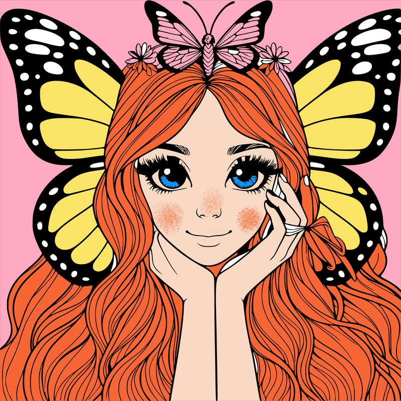 butterfly realistic girl