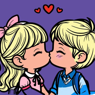 boy and girl kissing