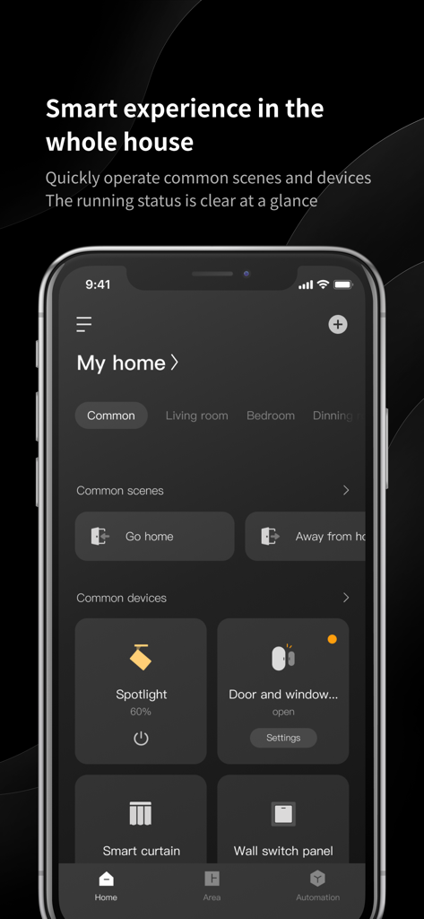 Yeelight Pro app interface on a smartphone showing smart home device and scene control dashboard