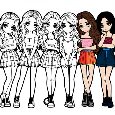 a group of girls realistic