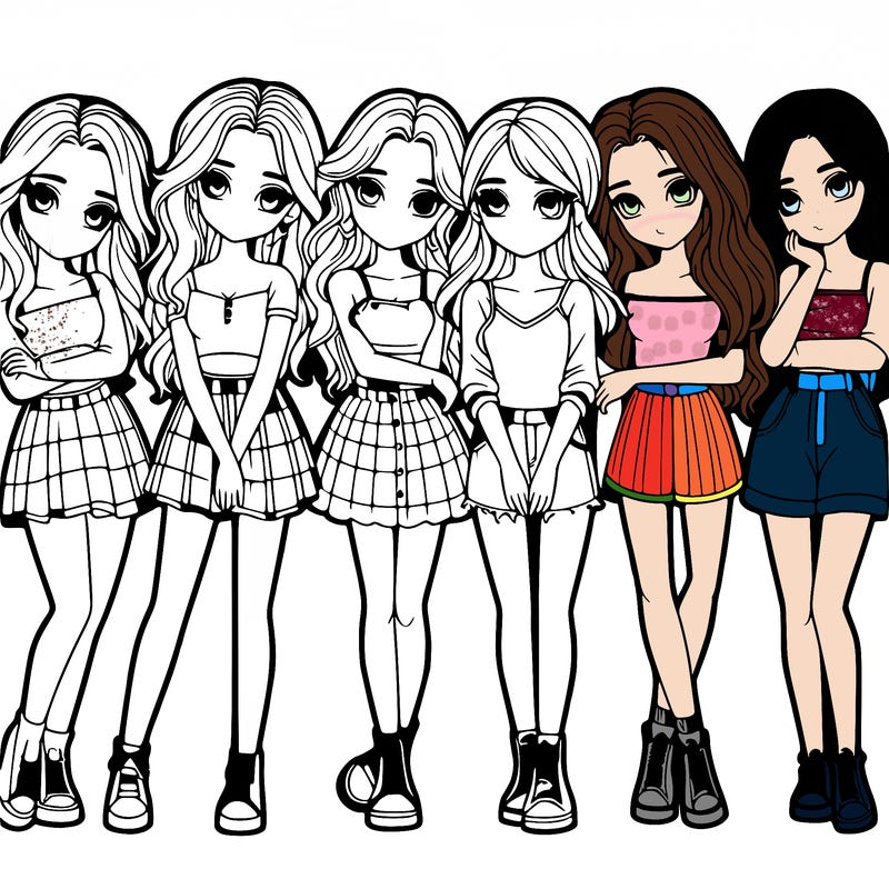 a group of girls realistic