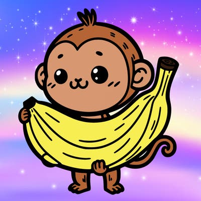 a banana holding a monkey
