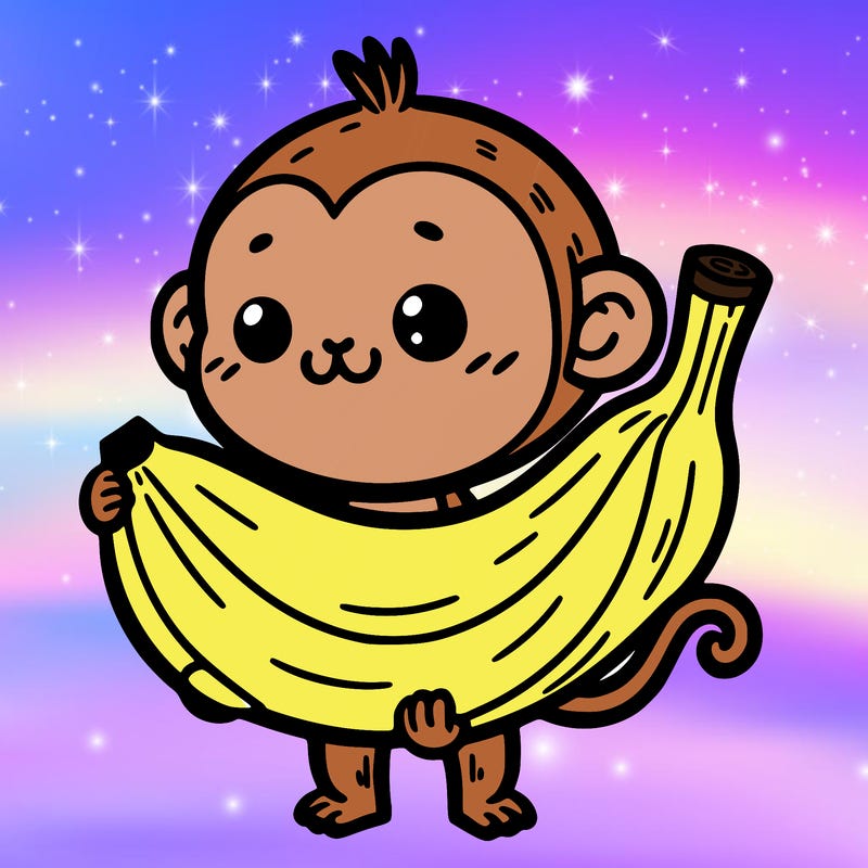 a banana holding a monkey