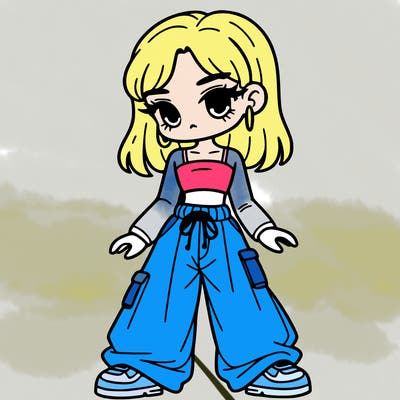 ome girl with crop top amd baggy pants