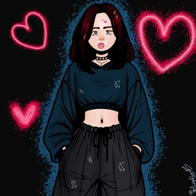 realistic girl faceless with baggy pants and a crop top