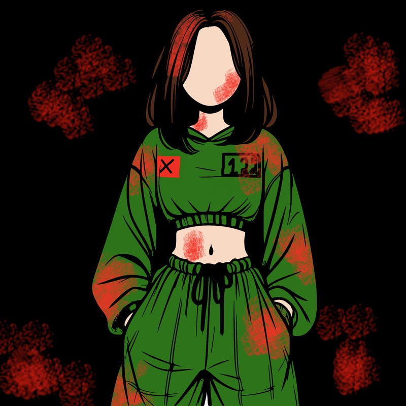 realistic girl faceless with baggy pants and a crop top