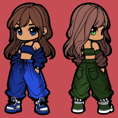 girl in crop top and baggy pants