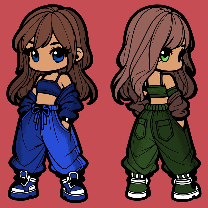 girl in crop top and baggy pants