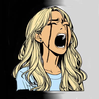 screaming realistic, girl