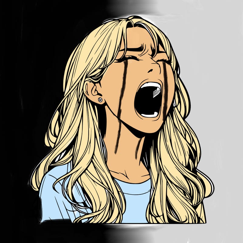 screaming realistic, girl