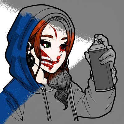 a realistic girl, spray painting