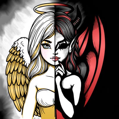 realistic angel half demon