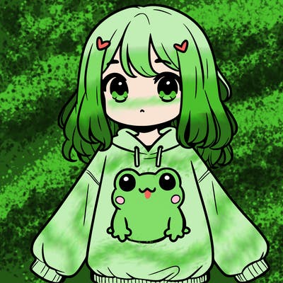 girl wearing frogging sweatshirt