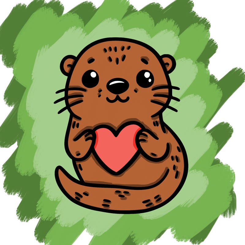 otter with a heart