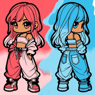 girl in crop top and baggy pants