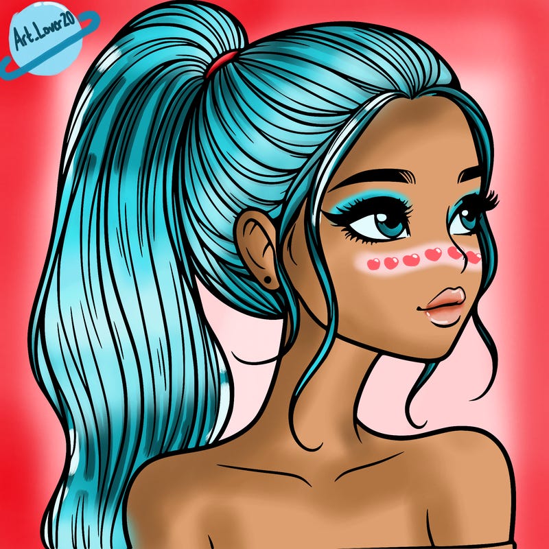 a beautiful and realistic girl with a high pony tail