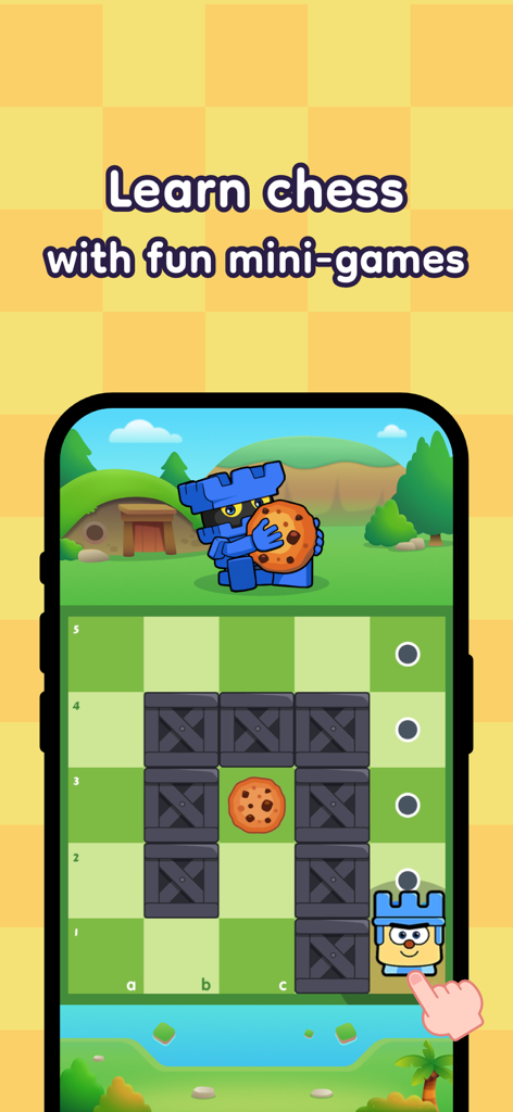 Kids learning chess through interactive mini games and puzzles in the ChessWorld app