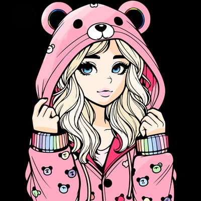 realistic girl in a animal pjs hoodie