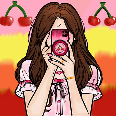a realistic girl holding her phone taking pictures