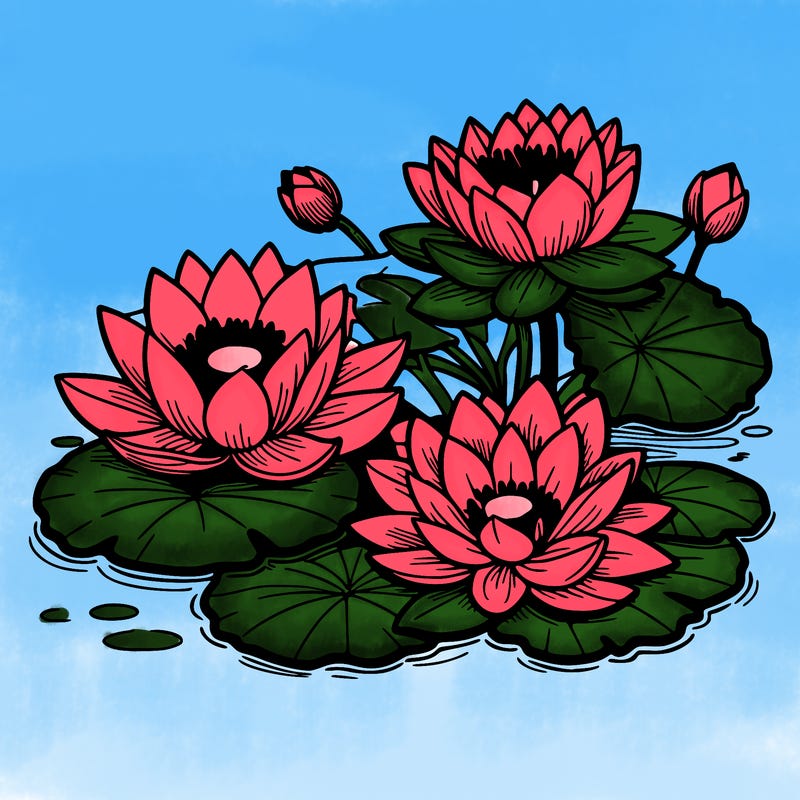 lotus flowers with leaf in a pond in japan