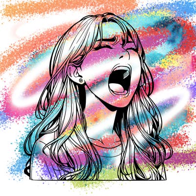 screaming realistic, girl