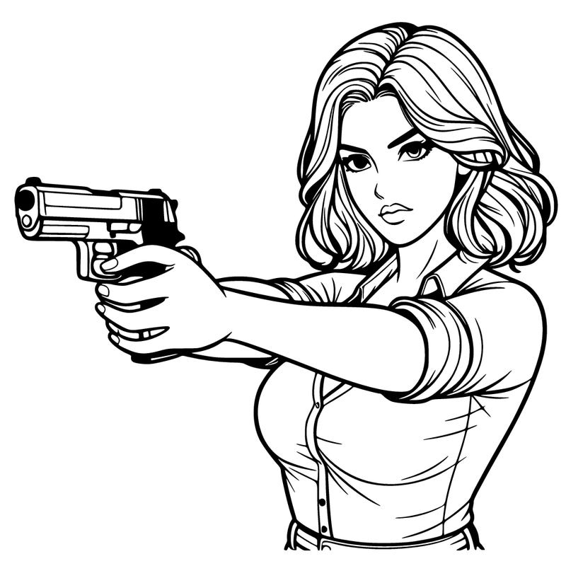 realistic women pointing a gun